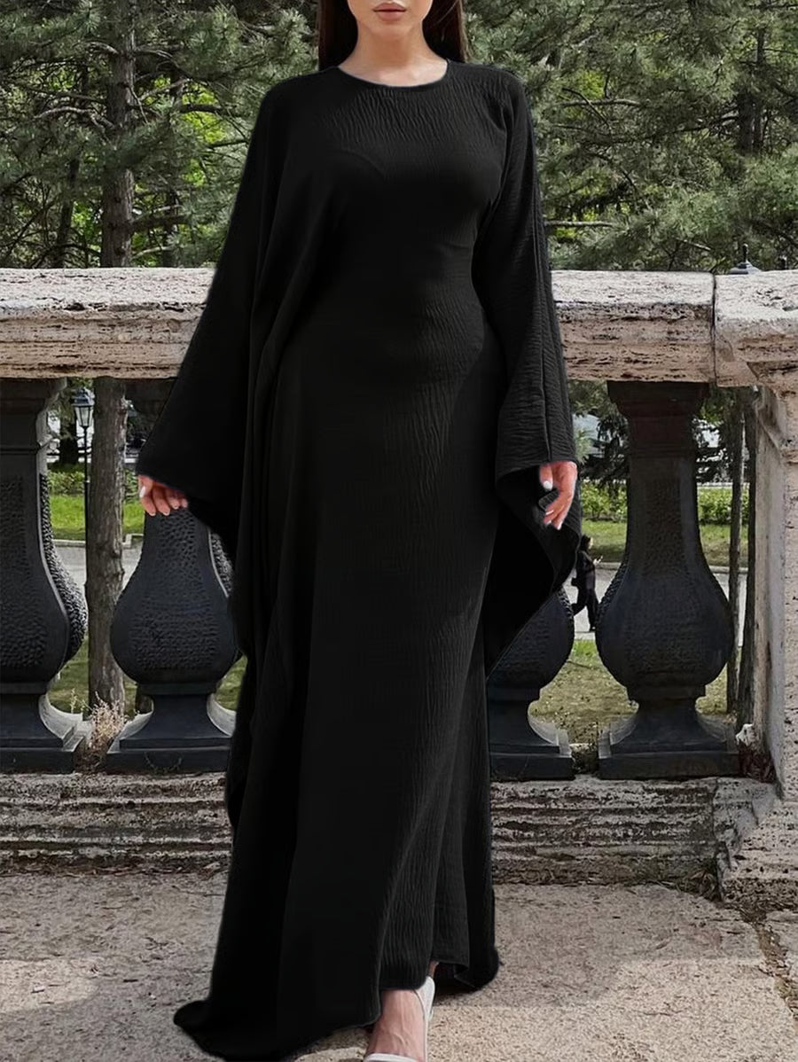 Ultra-Soft, Loose-Fitting, Flowing Batwing Sleeve Robe Dress