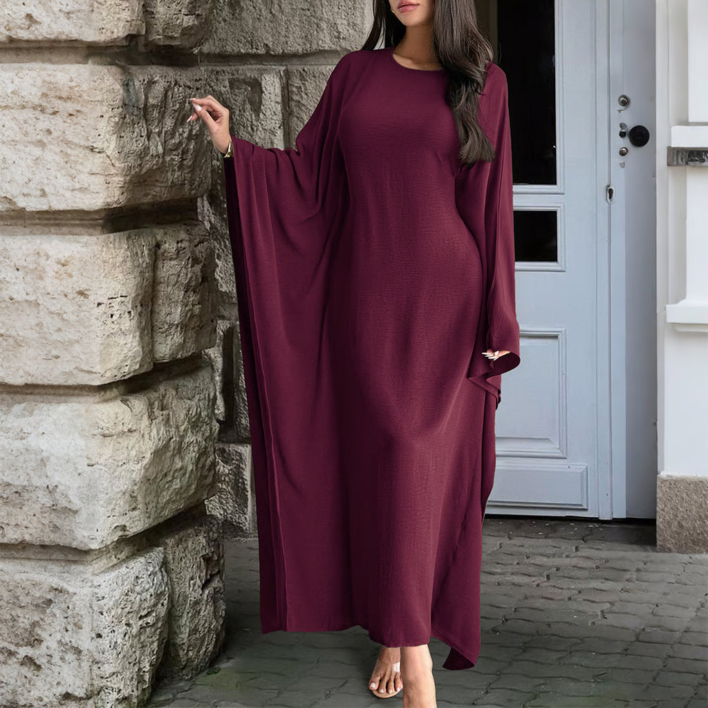 Ultra-Soft, Loose-Fitting, Flowing Batwing Sleeve Robe Dress