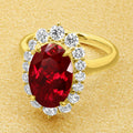 val Cut Ruby Halo Wedding