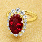 val Cut Ruby Halo Wedding
