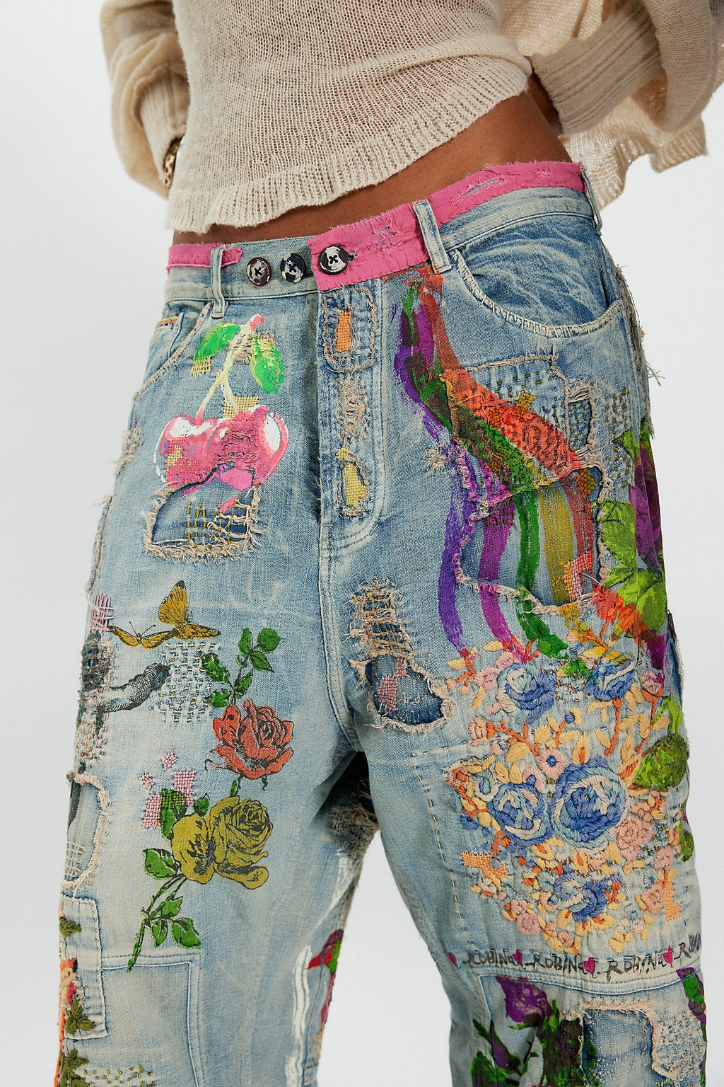 Pearl Peonies Cropped Jeans