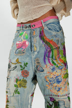 Pearl Peonies Cropped Jeans
