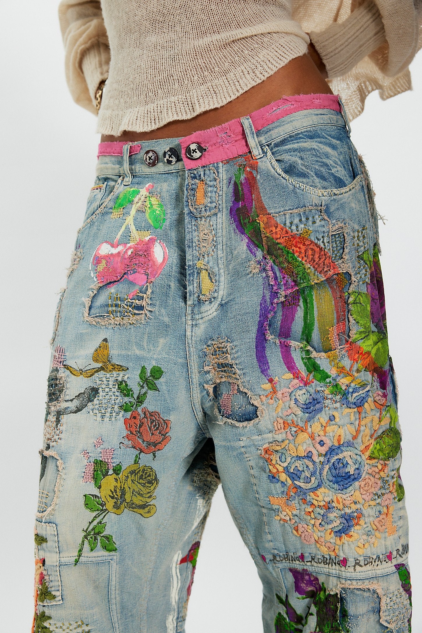 Pearl Peonies Cropped Jeans