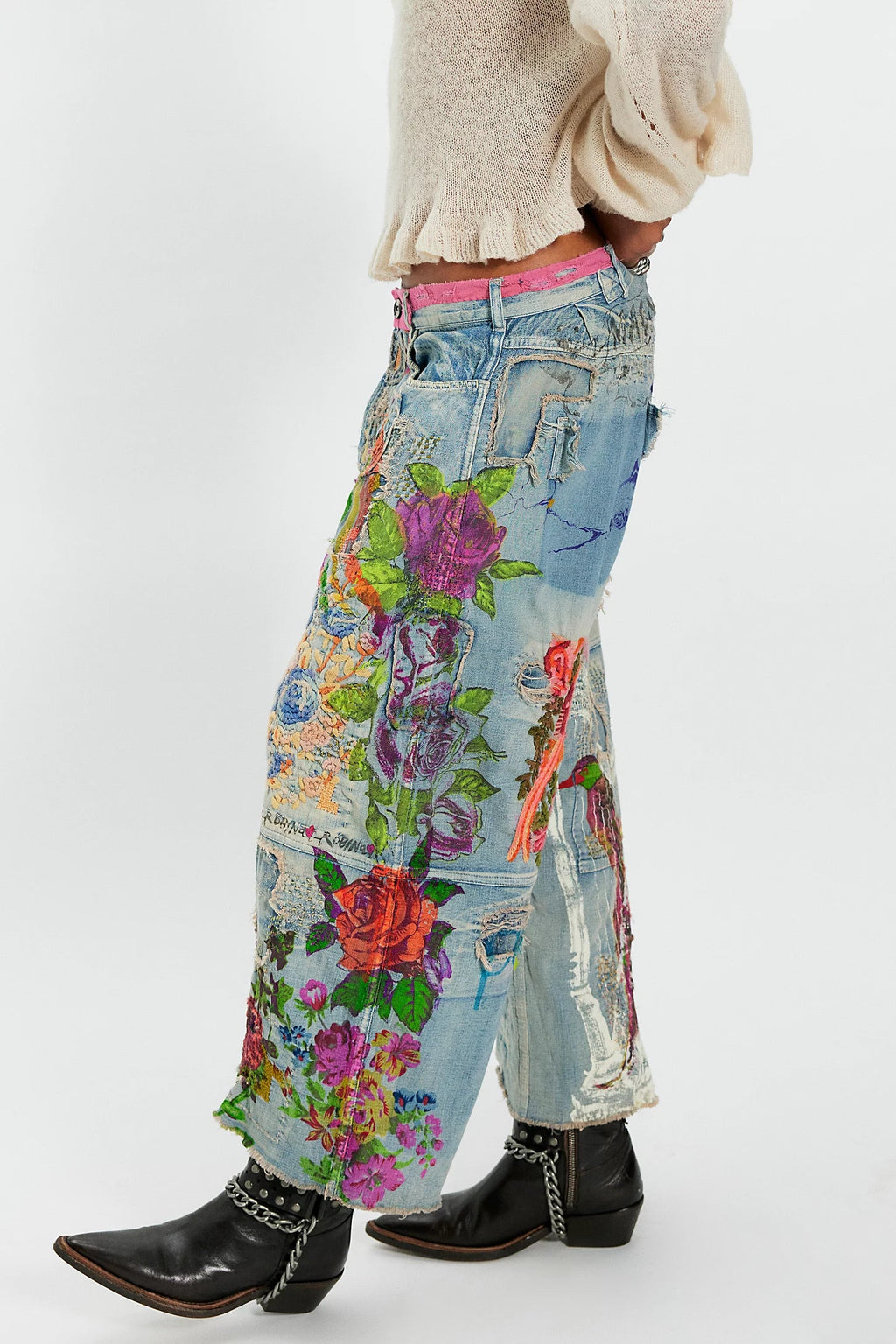 Pearl Peonies Cropped Jeans