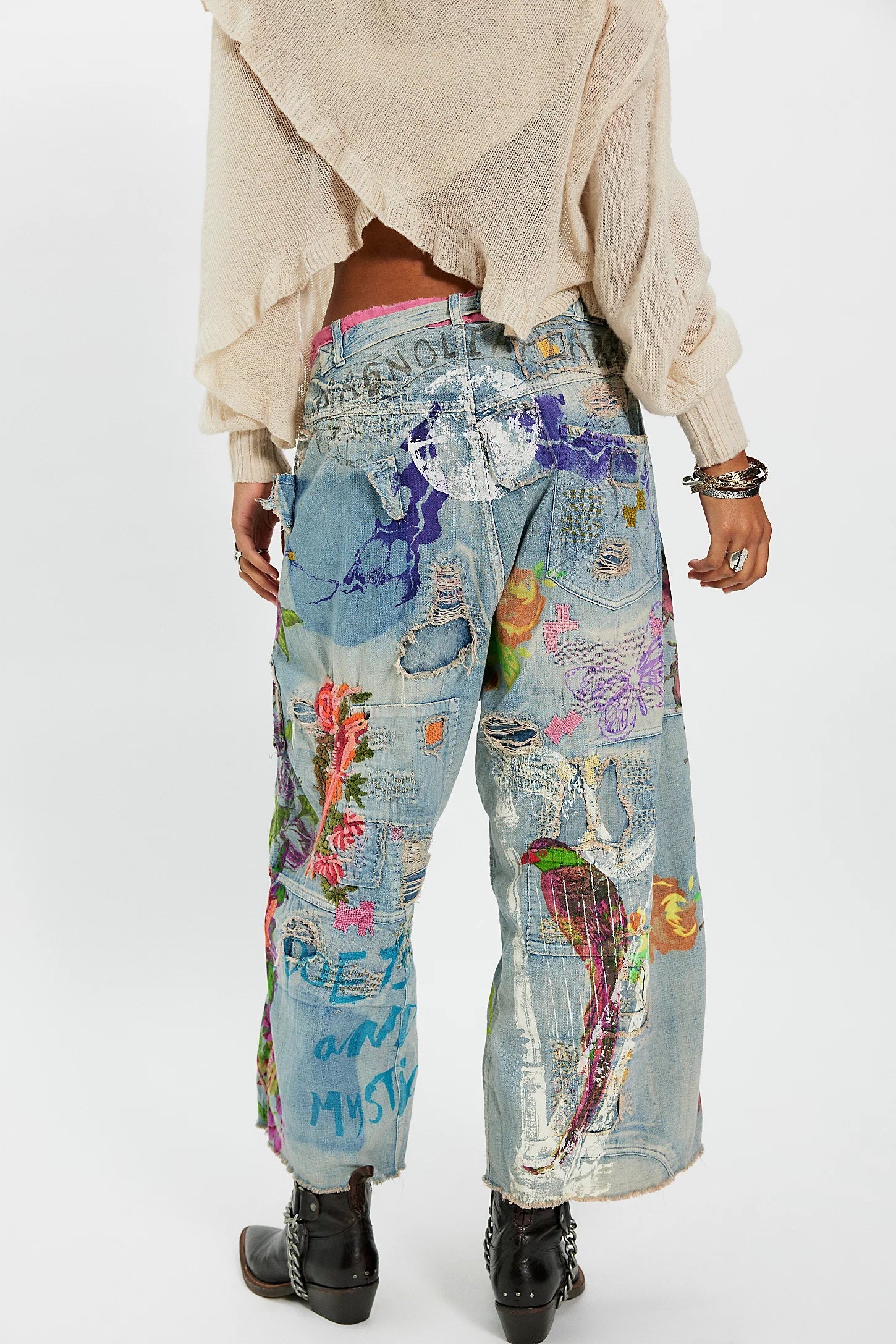Pearl Peonies Cropped Jeans